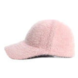 Popxstar New Fashion Fluffy Baseball Cap Men's Knitted Warm Winter Solid Color Casual Elegant  Hairy Fluff Hat