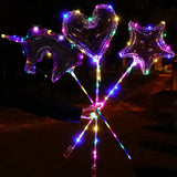 Popxstar 1 Set LED Clear Balloon Transparent Bobo Balloon with Led Light Round Heart Star Shape Ballons Globos for Birthday Party Decor