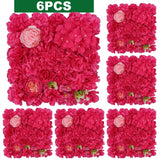 Popxstar 6PCS Artificial Flowers Rose Wall Panel 3D Flower Backdrop for Home Salon Wedding Party  Bridal Shower indoor Outdoor Decoration