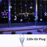 Popxstar Christmas Decoration LED Star Lamp Festoon Curtain Garland Fairy String Lights Outdoor For Holiday Party 2025 New Year Decor