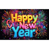 Popxstar 2025 Happy New Year Backdrops for Christmas Photography Decor Background Fireworks Celebrate Party Family Poster Photo Studio