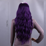 Popxstar Long Purple Wig for Women 28" Long Lavender Purple Wig With Bangs Curly Wavy Natural Cute Soft Wig for Costume Braids Anime