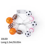 Popxstar Sports Ball Theme Party Supplies Football Rugby Baseball Basketball String Light Kids Birthday Party Supplies Home Bedroom Decor