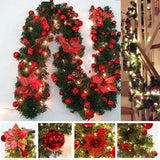 Popxstar 2.7m LED Light Christmas Rattan Wreath Luxury Christmas Decorations Garland Decoration Rattan with Lights Xmas Home Party