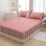 Popxstar shabby chic 1PC Princess Style Lace Bed Skirt Bedspreads Sheet White Lace Bedding Set Solid Color For Girl Bed Cover Pillowcases Need Order