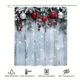 Popxstar Christmas Shower Curtain，Christmas Ball and Wood Board Home Decoration Shower Curtain，Attached12One Shower Curtain Hook，Perfect