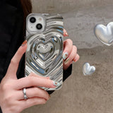 Popxstar INS Glossy Love Heart Phone Case For iPhone 15 14 Pro Max 13 12 11 Pro Max Cute Fashion Soft Silicone Bumper Shockproof Cover