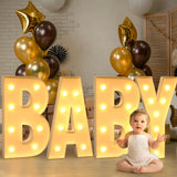 Popxstar 91.5CM Giant Letter Led Light Frame One Birthday Wedding Party Decoration Kid Baby Shower Christmas DIY Name Balloon Filling Box