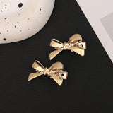 Popxstar Korean Sweet Cool Y2K Girls PU Bow Hairpin Fashion Design Korean Personality Silver Leather Hair Clip Female Hair Accessories