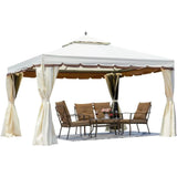 Popxstar 10' X 12' Outdoor Canopy Gazebo, Double Roof Patios Gazebos Steel Frame with Netting and Shade Curtains, Outdoor Patio Gazebo