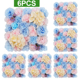 Popxstar 6PCS Artificial Flowers Rose Wall Panel 3D Flower Backdrop for Home Salon Wedding Party  Bridal Shower indoor Outdoor Decoration