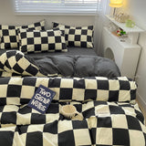 Popxstar Plaid Style Bedding Set Skin-friendly Quilt Cover Pillowcase Bedsheet Home Bed Linen Sets Single/Full/Queen/King Size Bedclothes