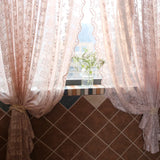 Popxstar Flower Pink Sheer Curtain French Romantic Jacquard Living Room Window Curtains Lace Macrame Tulle Curtain For Bedroom Room