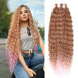 Popxstar 32 Inch Synthetic Pre Stretched Deep Wave Crochet Hair Yaki Ombre Braiding Hair High Temperature Fiber Extensions for Women