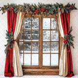 Popxstar Mehofond Photography Background Winter Christmas Fireplace Window Xmas Tree Children Family Portrait Decor Backdrop Photo Studio