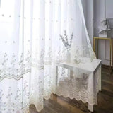 Popxstar Embroidery Sheer Tulle Curtains for Living Room Transparent White Voile Sheer Curtain Window Drape Custom Size