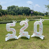 Popxstar 32inch White Balloons Birthday Number Balloons Outdoor Baby Shower Decoration for Kids Adult Standing Number Balloon