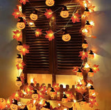 Artificial Fall Maple Leaves Pumpkin Garland Led Autumn Decorations Fairy Lights Halloween Thanksgiving Party DIY Supplies Props