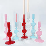 Popxstar Retro Taper Candle Holders Red Heart Shape Glass Candlesticks Wedding Table Decoration Home Party Glass Vase Decor