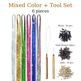 Popxstar 48 Inch Hair Tinsel Kit With Tool 1200 strands Tinsel Hair Extensions 12 Colors Fairy Hair Tinsel, Sparkling Shiny Hair Tinsel