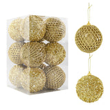 Popxstar 12pcs 8cm Christmas Tree Balls Ornaments Glitter Gold White Bauble Pendants Xmas Tree Hanging Decoration For Home Noel New Year