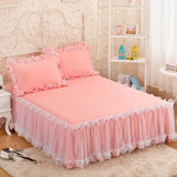 Popxstar 1pcs Elegant Princess Bed Skirt Non-slip Mattress Cover Ruffled Lace Bed Skirt Bedsheet Protector Bedspread No Pillowcase