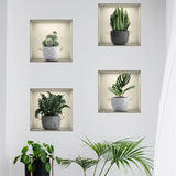 Popxstar Creative False Window Green Plant Potted Wallpaper Living Room Bedroom Decorative Wall Sticker Self-adhesive Wall Sticker 30cm