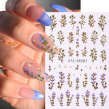 Popxstar Flowers 3D Nail Stickers Purple Pink Tulip Leaf Spring Summer Nail Art Decals Adhesive Slider for Nail Decoration Foils Tattoo