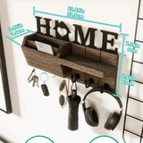 Popxstar Wooden Wall Key Holder, Decorative Key and Mail Holder with Shelf Has Large Key Hooks for Bags, Coats, Umbrella