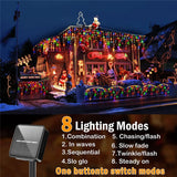 Popxstar NEW Christmas Decorations Lights Solar Icicle Curtain Lights 8 Modes Outdoor Waterproof Garden Party New Year Decoration