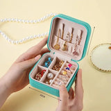 Popxstar Mini Jewelry Storage Box Portable Family Travel Earrings Necklace Storage Box Female Ring Organizer PU Leather Display Box