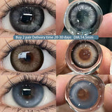 Popxstar 1Pair Myopia New Freshly Colour Contacts Lenses Large Diameter14.5mm Natural Eye Lenses Beauty Pupil Brown Gray Lenses