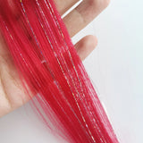 Popxstar Clip in Colored Hair Extensions Mixed Silver Tinsels Synthetic Rainbow Hairpieces Holiday Party Highlights for Women Girls