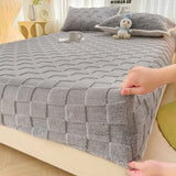 Popxstar Winter Warm Fitted Bed Sheet Taff Velvet Fleece Bed Linen Single/Double/King/Queen Size Plush Mattress Cover Thick Bed Cover