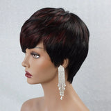 Popxstar Cut Wig for Black Women Human Hair Wigs for Black Women Short Bob Wig Human Hair Wigs with Bangs Short Wigs for Black Wome