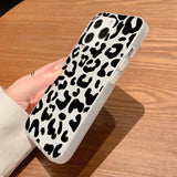 Popxstar INS Black Leopard Print Phone Case For iPhone 15 13 11 12 14 16 Pro Max 13 12 Mini 15 16 Plus Soft Shockproof Bumper Cover Funda