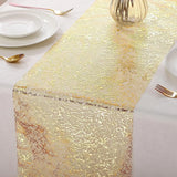 Popxstar Glitter Metallic Table Runner,Polyester Gold/Rose Gold Table Runner Roll Dining Table Decor for Party Birthday Wedding