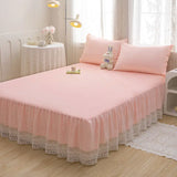 Popxstar shabby chic 1PC Princess Style Lace Bed Skirt Bedspreads Sheet White Lace Bedding Set Solid Color For Girl Bed Cover Pillowcases Need Order