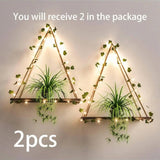 Popxstar 1/2pc Artificial Ivy Led-strip Floating Wall Shelf Boho Home Decoration Nordic Plant Flower Pot Tray Wall Hanging Shelvesgift