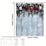 Popxstar Christmas Shower Curtain，Christmas Ball and Wood Board Home Decoration Shower Curtain，Attached12One Shower Curtain Hook，Perfect