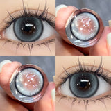 Popxstar 2PCS Korea Colored Contact Lenses Myopia Degree -0.00 to -8.00 Gray Eyes Beauty Pupil Brown Makeup Lens