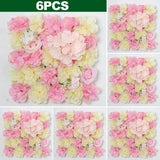 Popxstar 6PCS Artificial Flowers Roses Wall Panel 3D Flower Backdrop for Wall Party Wedding Bridal Shower Outdoor Decoration