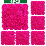 Popxstar 6PCS Artificial Flowers Roses Wall Panel 3D Flower Backdrop for Wall Party Wedding Bridal Shower Outdoor Decoration