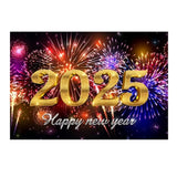 Popxstar 2025 Happy New Year Backdrops for Christmas Photography Decor Background Fireworks Celebrate Party Family Poster Photo Studio