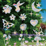 Popxstar Butterfly Sun Catcher Window Sticker Mushroom Leaf Stained Rainbow Prism Glass Wall Sticker Kids Room Home Decoration Suncatcher