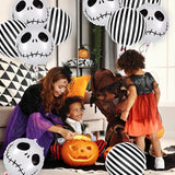 Popxstar 12 Pcs Halloween Foil Balloons Skull Black White Striped Balloons Skeletons Halloween Paty Masquerade Themed Party Decorations