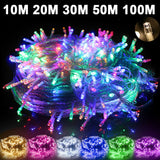 Popxstar 10-100M LED String Fairy Lights Indoor Outdoor Wedding Garland Light  Waterproof Christmas Party Decoration EU/UK/US/AU Plug