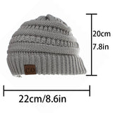 Popxstar New Lady Knitted Hats for Women Girls Skiing Baseball Cap Openings Horsetail Hat