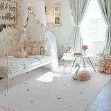 Popxstar Cute Round Rectangular Living Room Carpets Spot Pattern Bedroom Carpet White Tassel Children's Room Rugs Non-slip Study Rug 양탄자