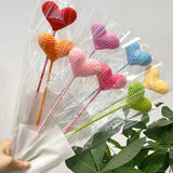 Popxstar Hand Knitted Crochet Flower Heart Flowers Hand Woven Bouquet Wedding Branch Decor Handmade Teachers' Valentine's Day Gift